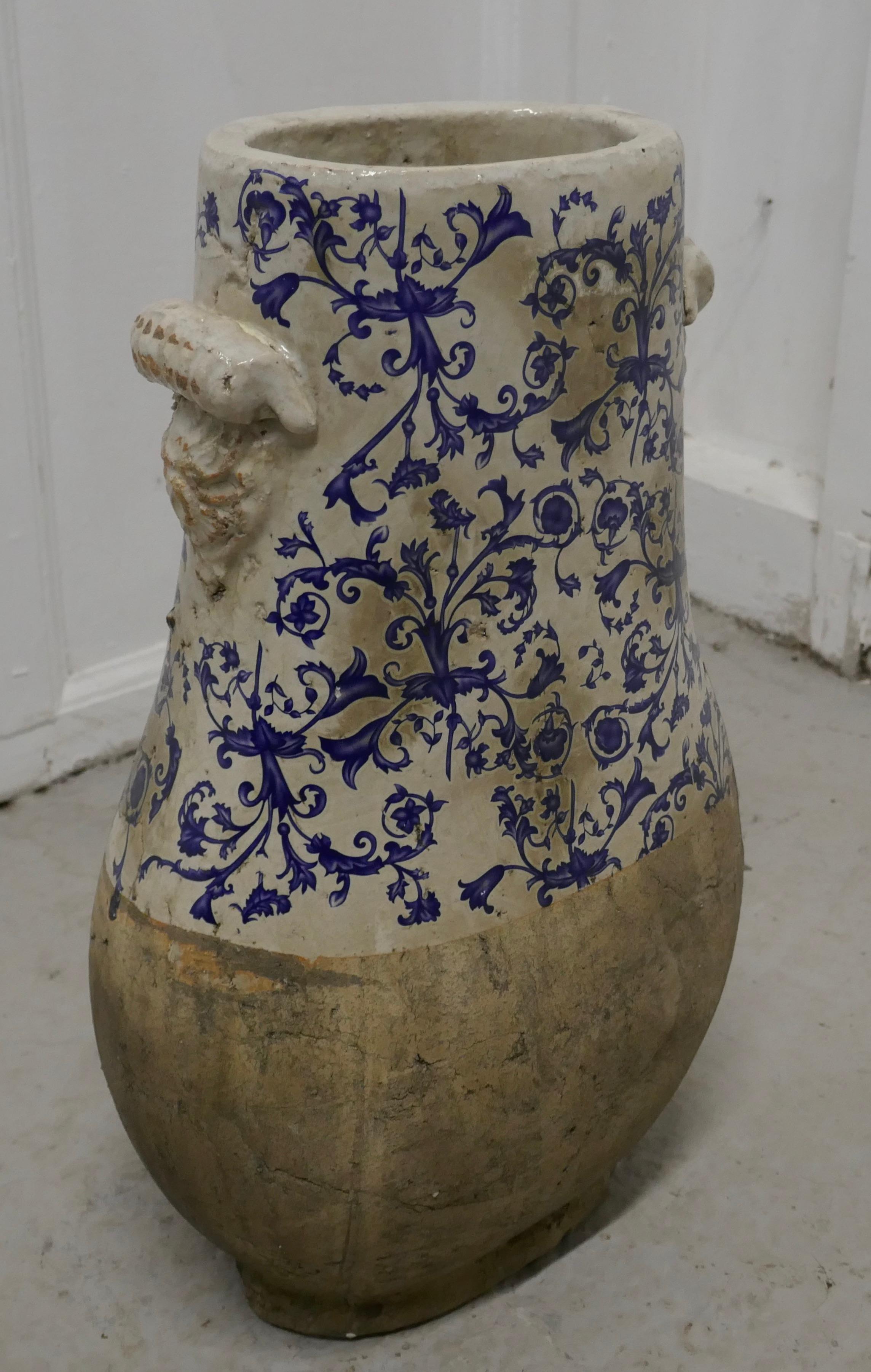 Very Heavy 19th Century Dutch Delft Earthenware Cooler Pot 1