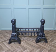 Very Heavy 19th Century Inglenook Fire Grate on Andirons