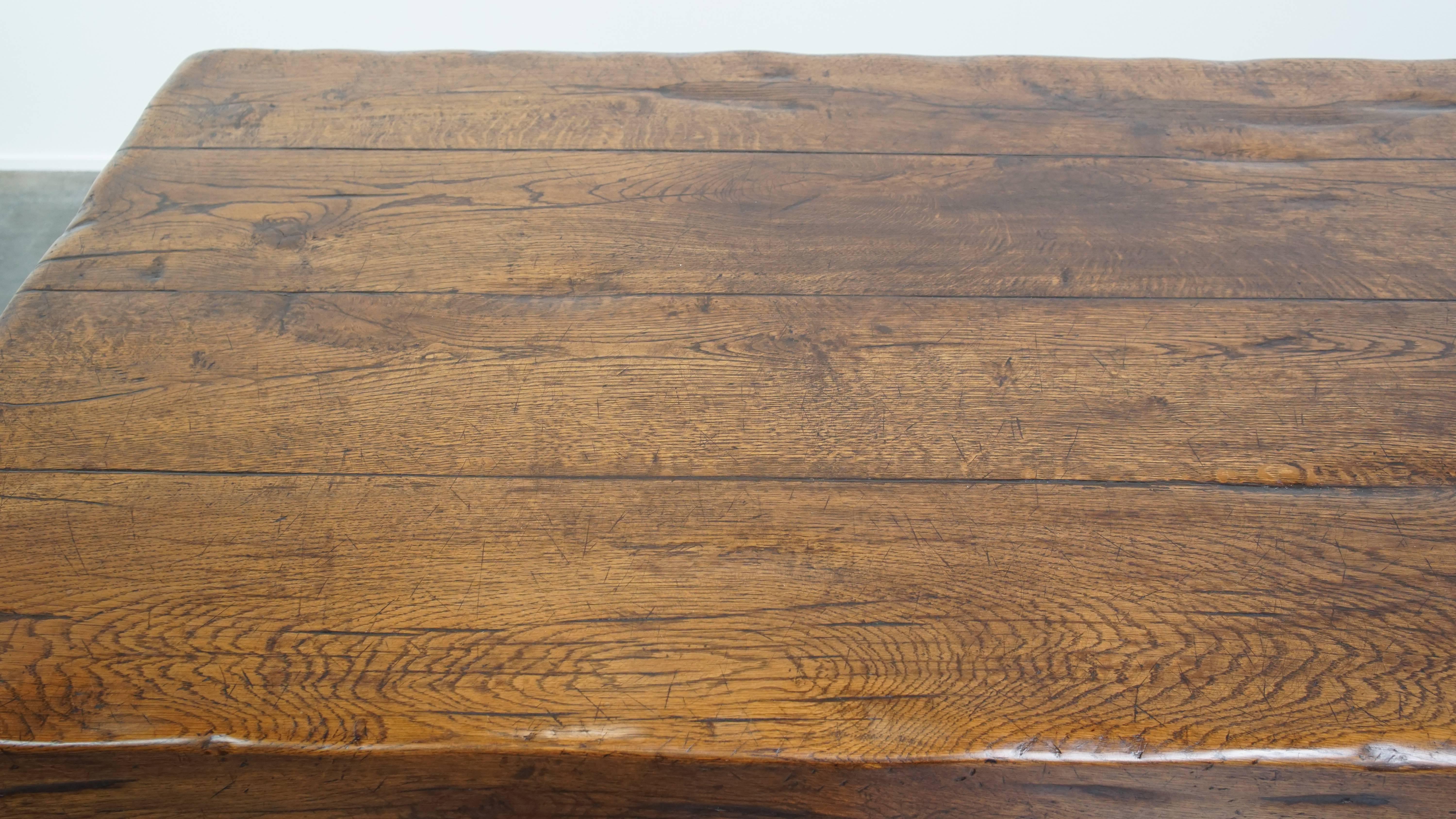 19th Century Very Heavy Antique French Table from the Early 1900s in Solid Oak For Sale