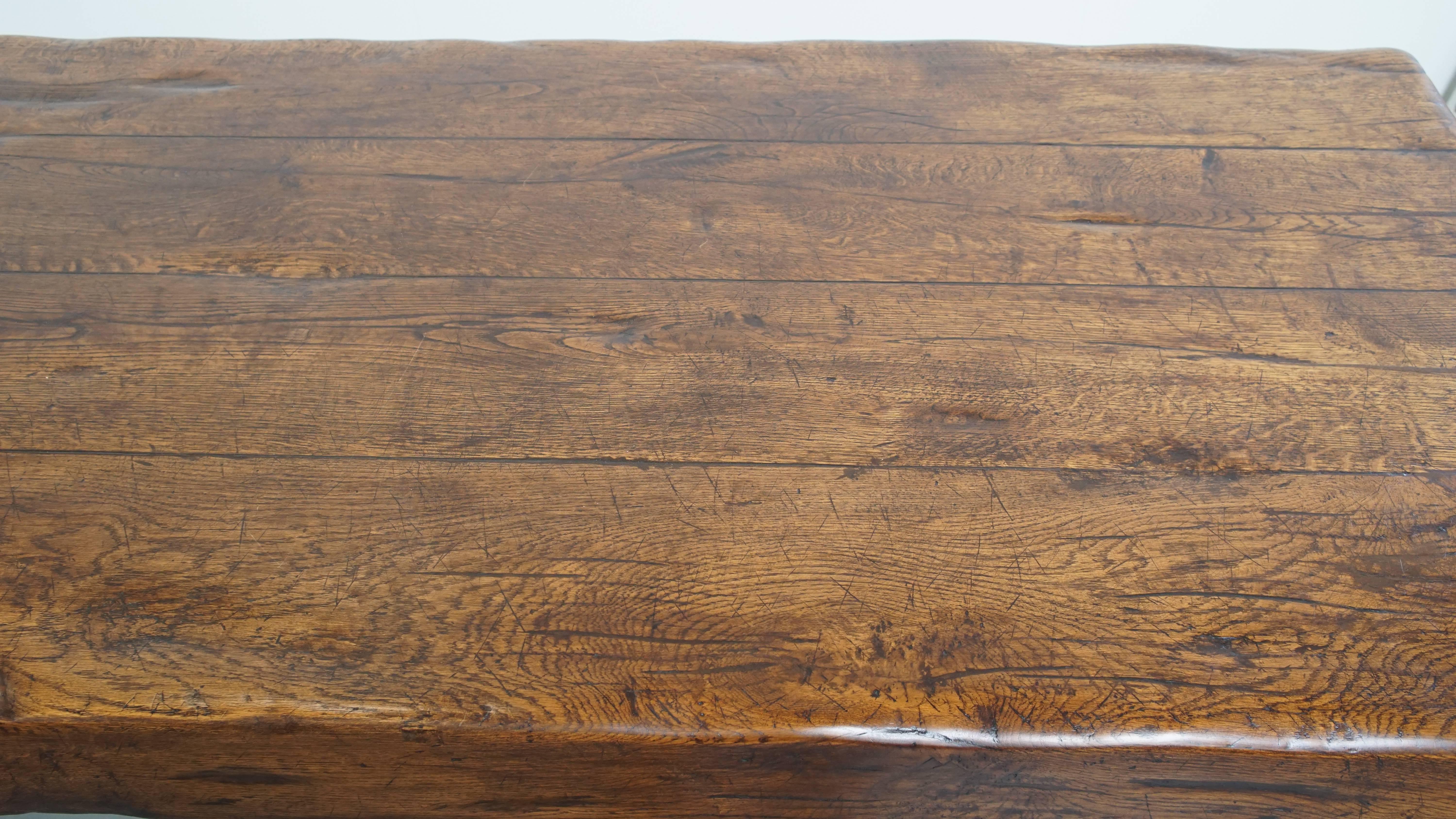 Wood Very Heavy Antique French Table from the Early 1900s in Solid Oak For Sale