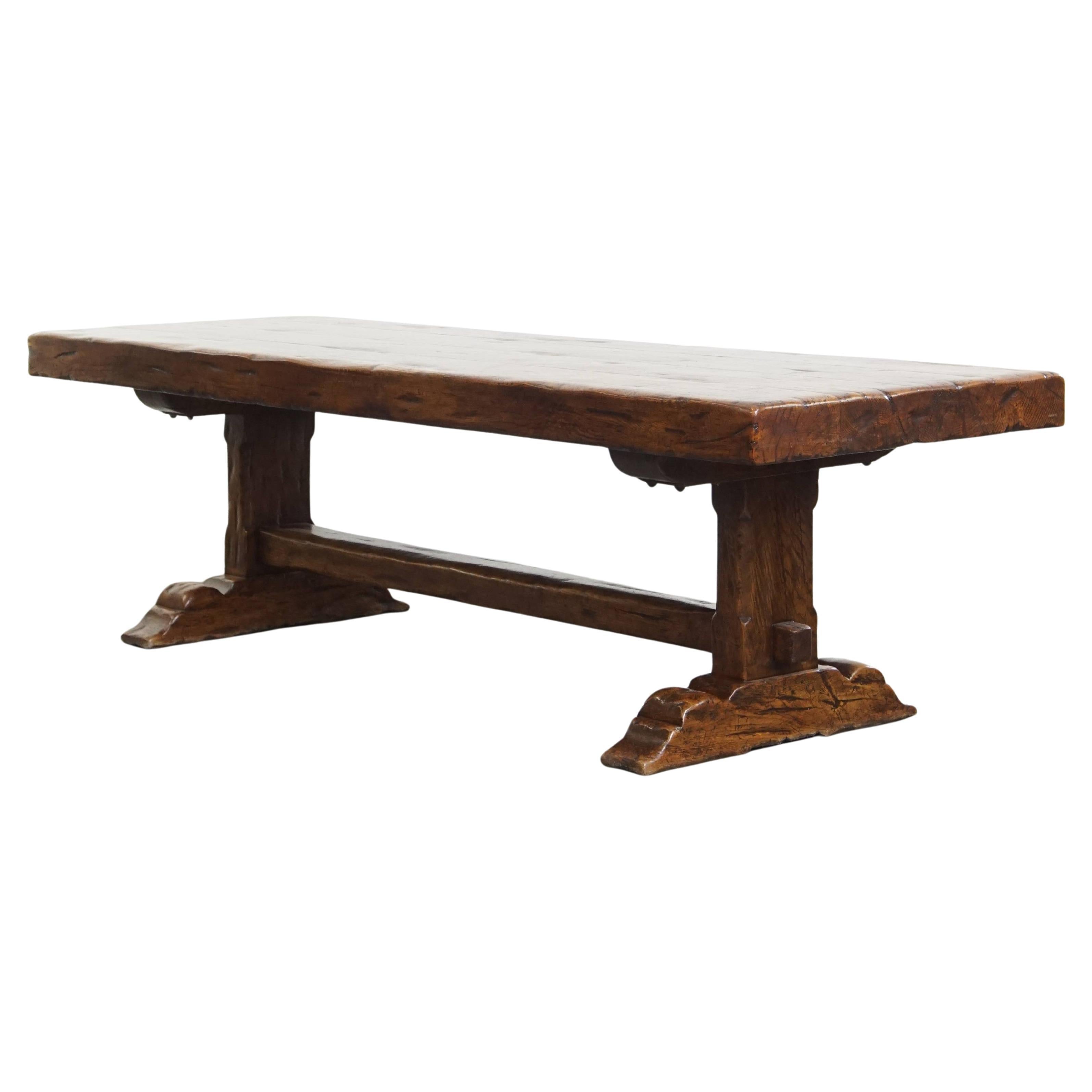 Very Heavy Antique French Table from the Early 1900s in Solid Oak For Sale