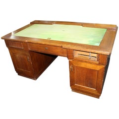 Vintage Very Heavy Early 20th Century Large Oak Desk with Roll Top