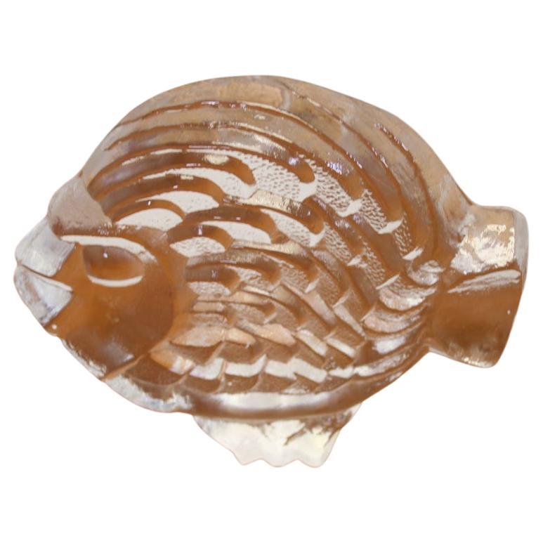 very heavy glass Fish model of Thick Pressed Glass For Sale