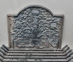 Very Heavy Large Fire Back with Andirons and Large Grate