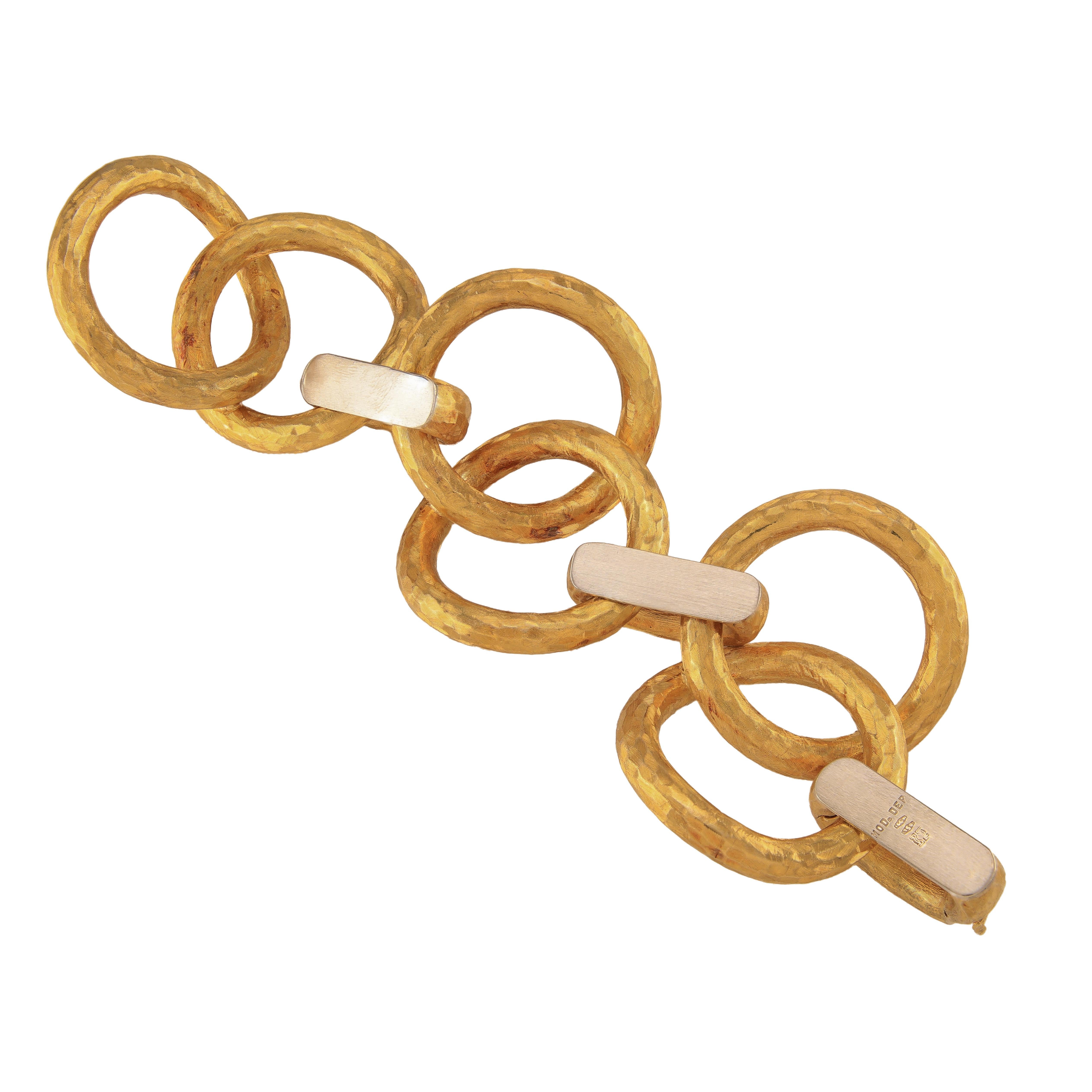 Moderniste Bracelet à maillons jumbo en or poli 18 carats très lourd de style moderniste en vente