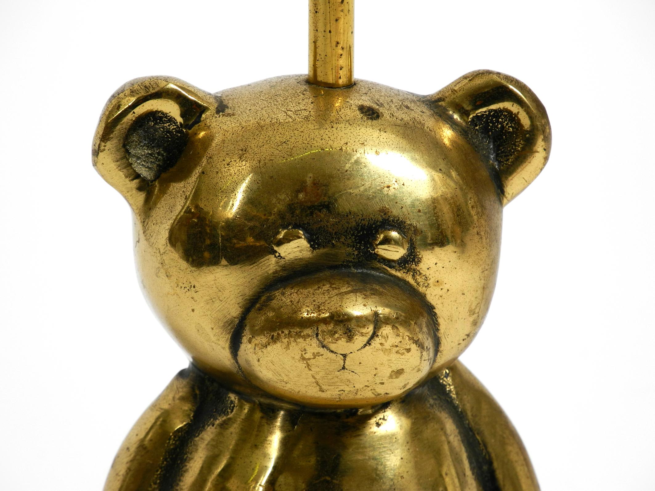 Very Heavy Solid Brass Doorstop from the 1960s in the Shape of a Cute Teddy Bear 4