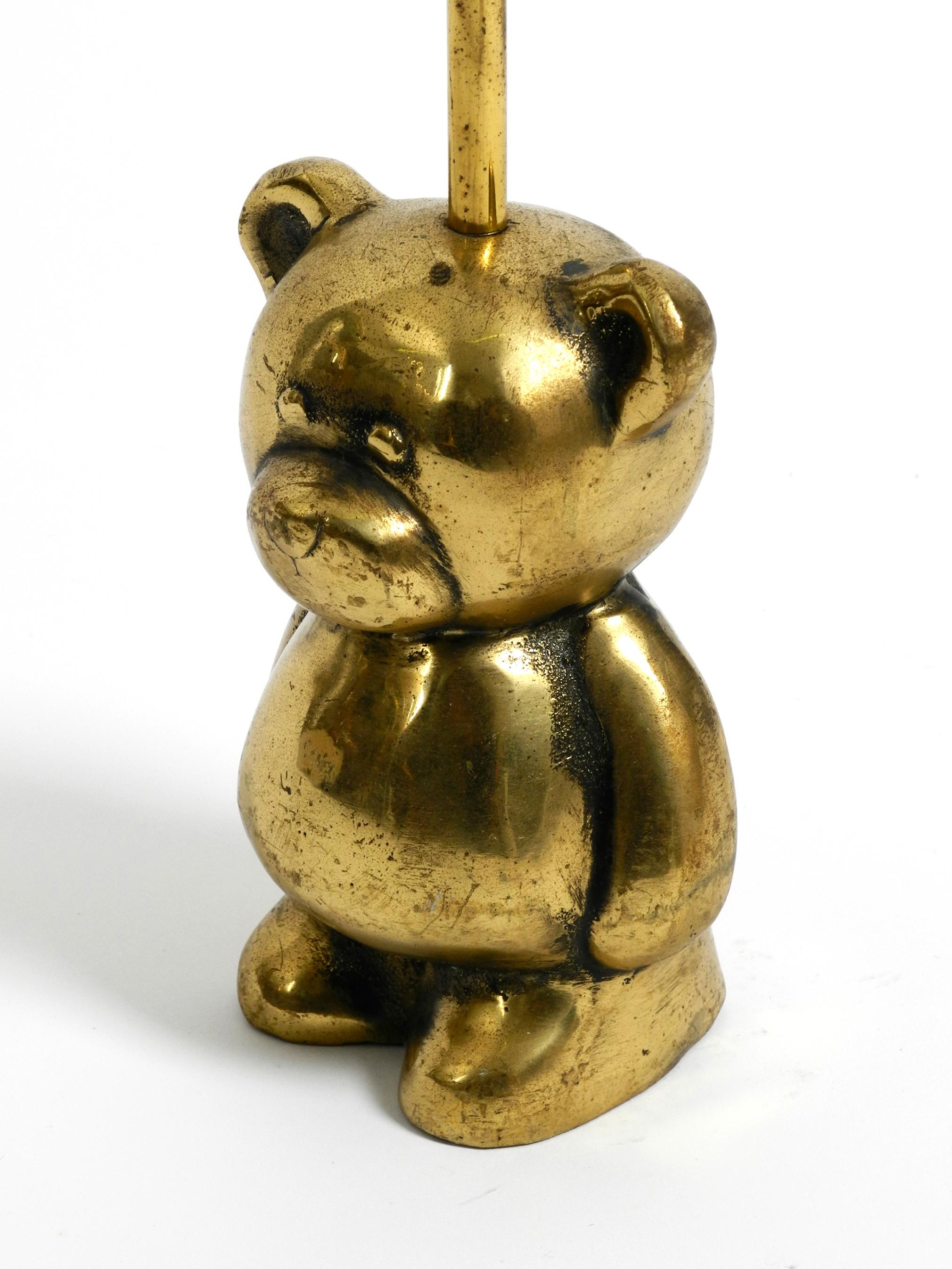 Very Heavy Solid Brass Doorstop from the 1960s in the Shape of a Cute Teddy Bear 5