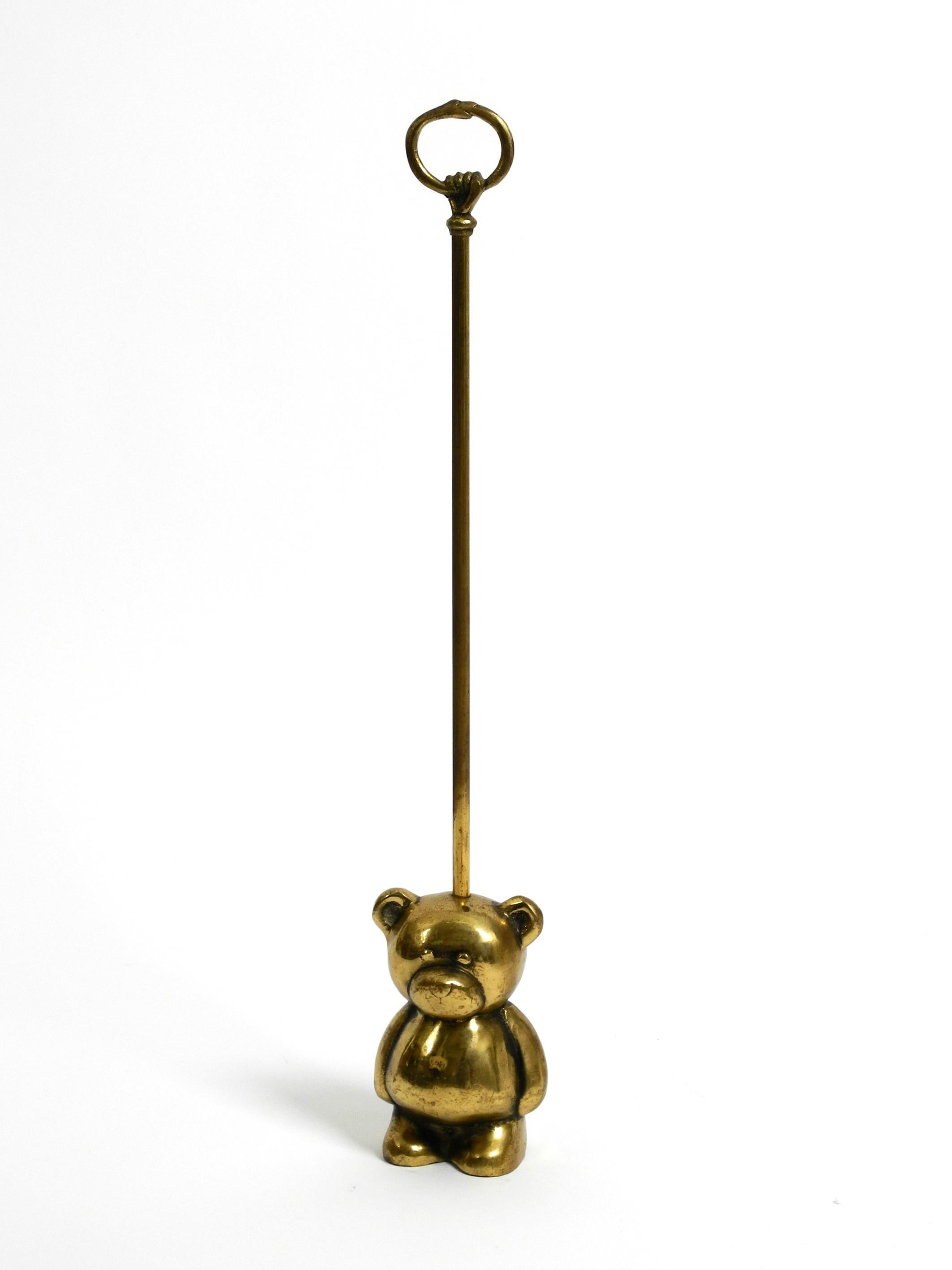Very Heavy Solid Brass Doorstop from the 1960s in the Shape of a Cute Teddy Bear 6