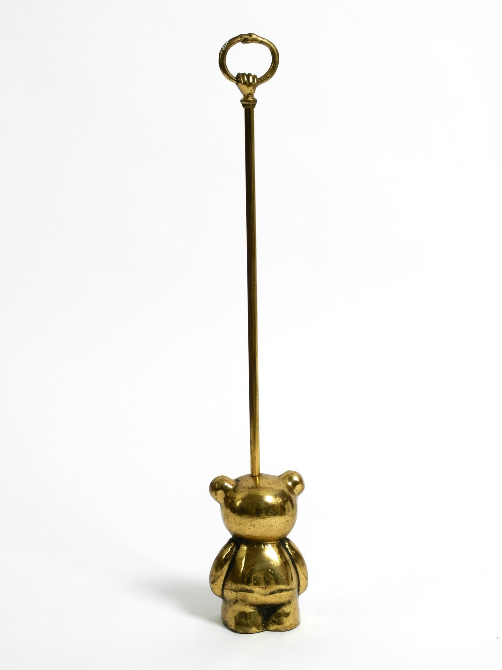 Very Heavy Solid Brass Doorstop from the 1960s in the Shape of a Cute Teddy Bear 7