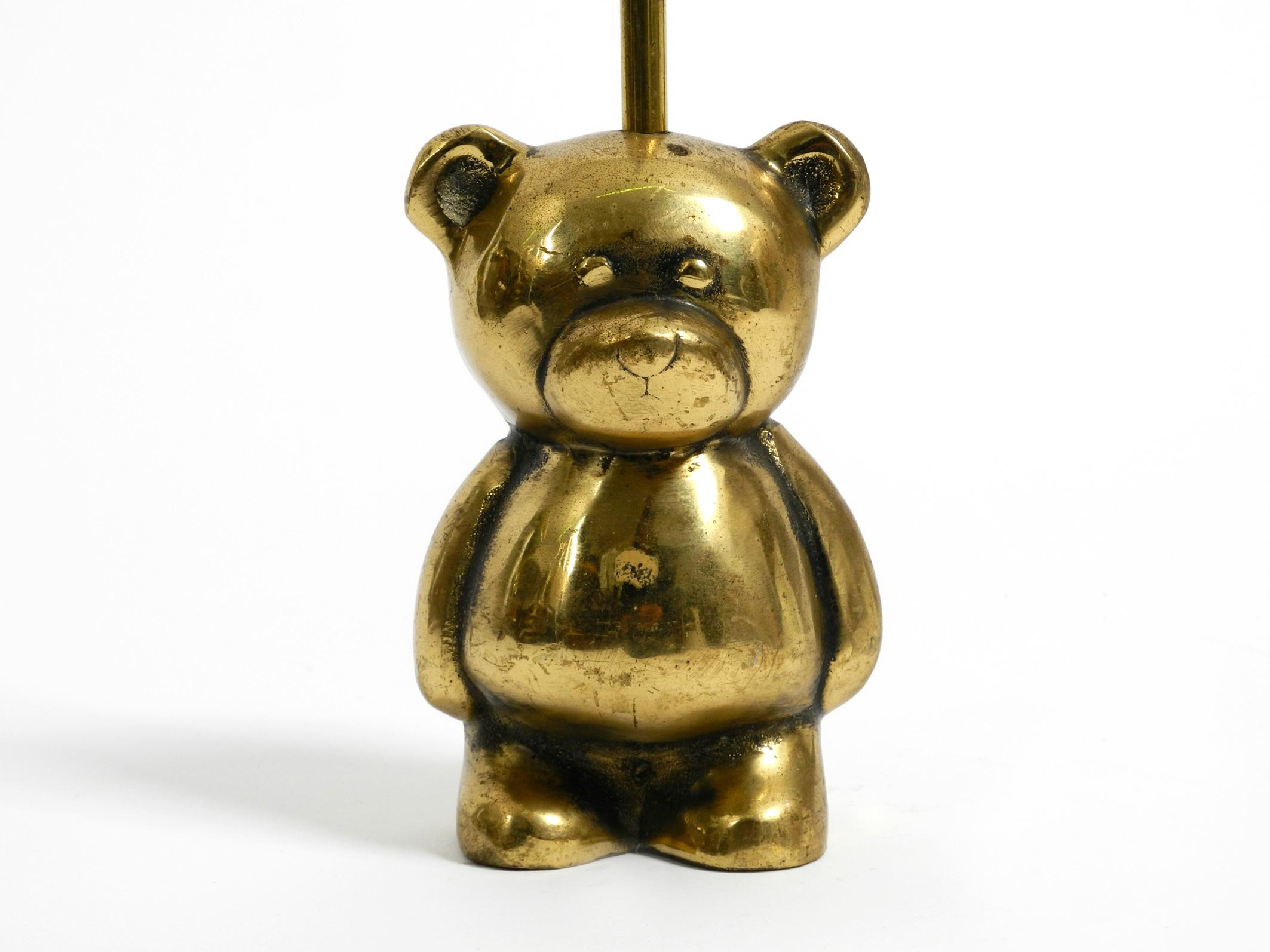 Mid-Century Modern Very Heavy Solid Brass Doorstop from the 1960s in the Shape of a Cute Teddy Bear