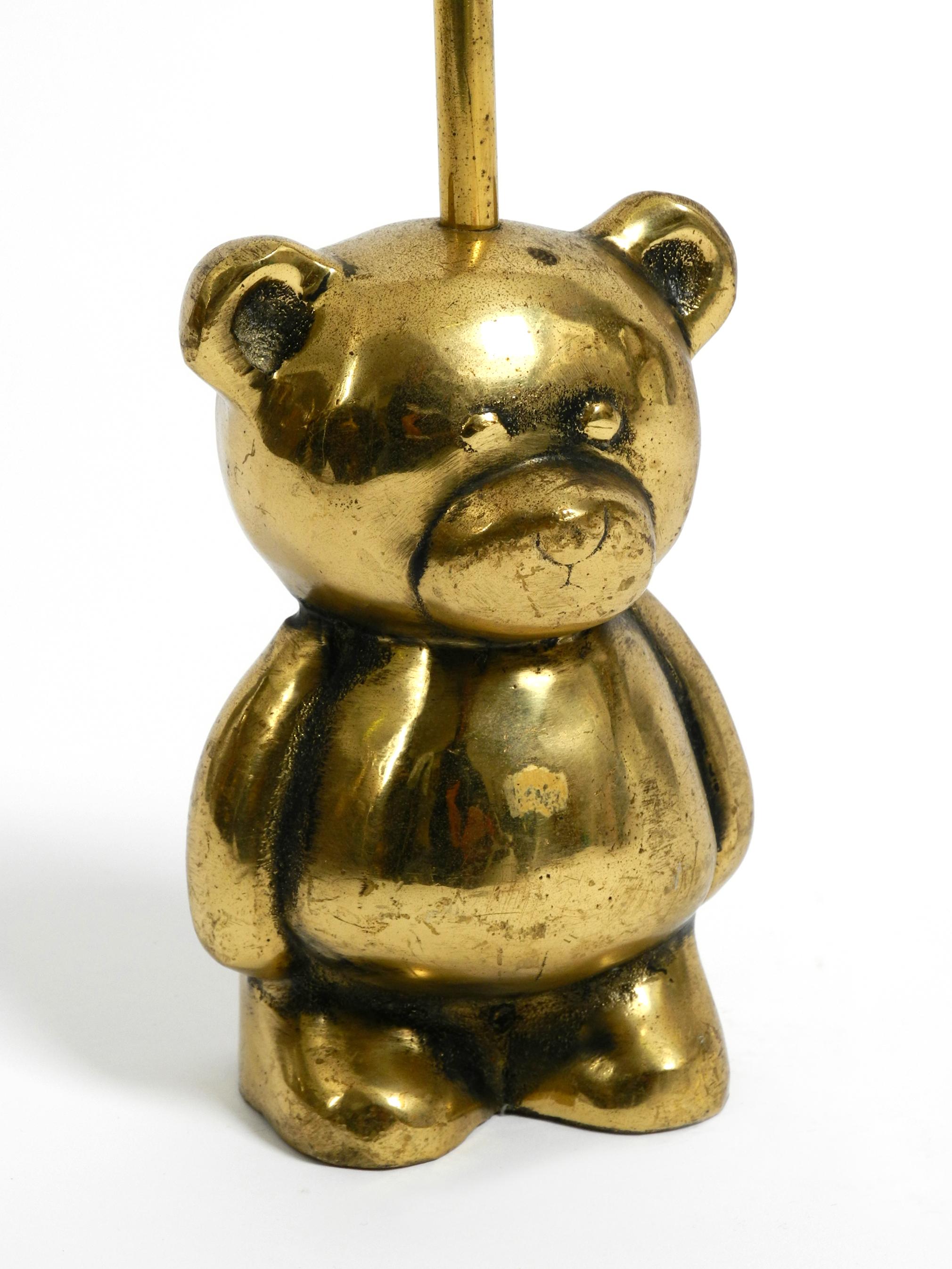 German Very Heavy Solid Brass Doorstop from the 1960s in the Shape of a Cute Teddy Bear