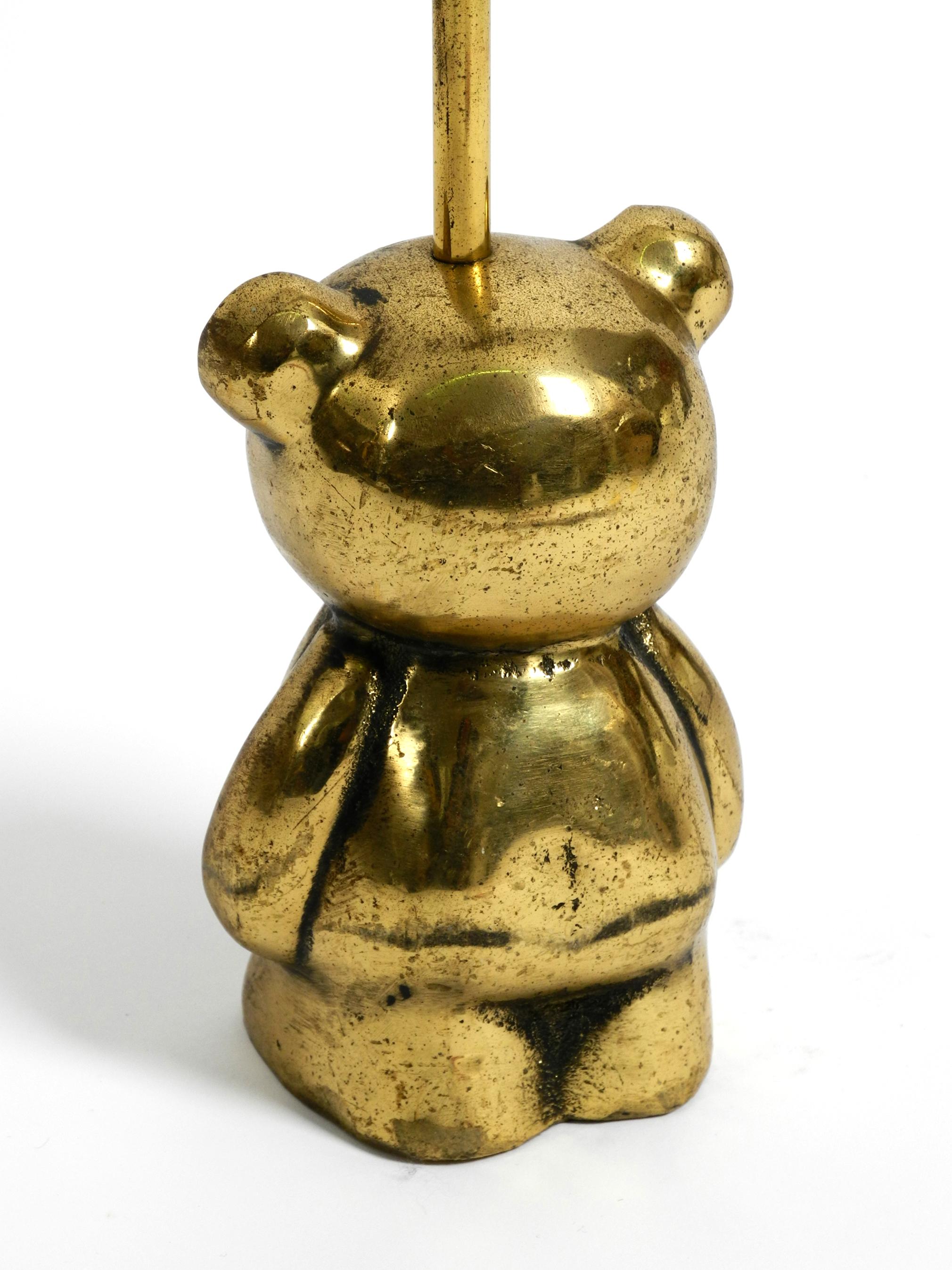Mid-20th Century Very Heavy Solid Brass Doorstop from the 1960s in the Shape of a Cute Teddy Bear