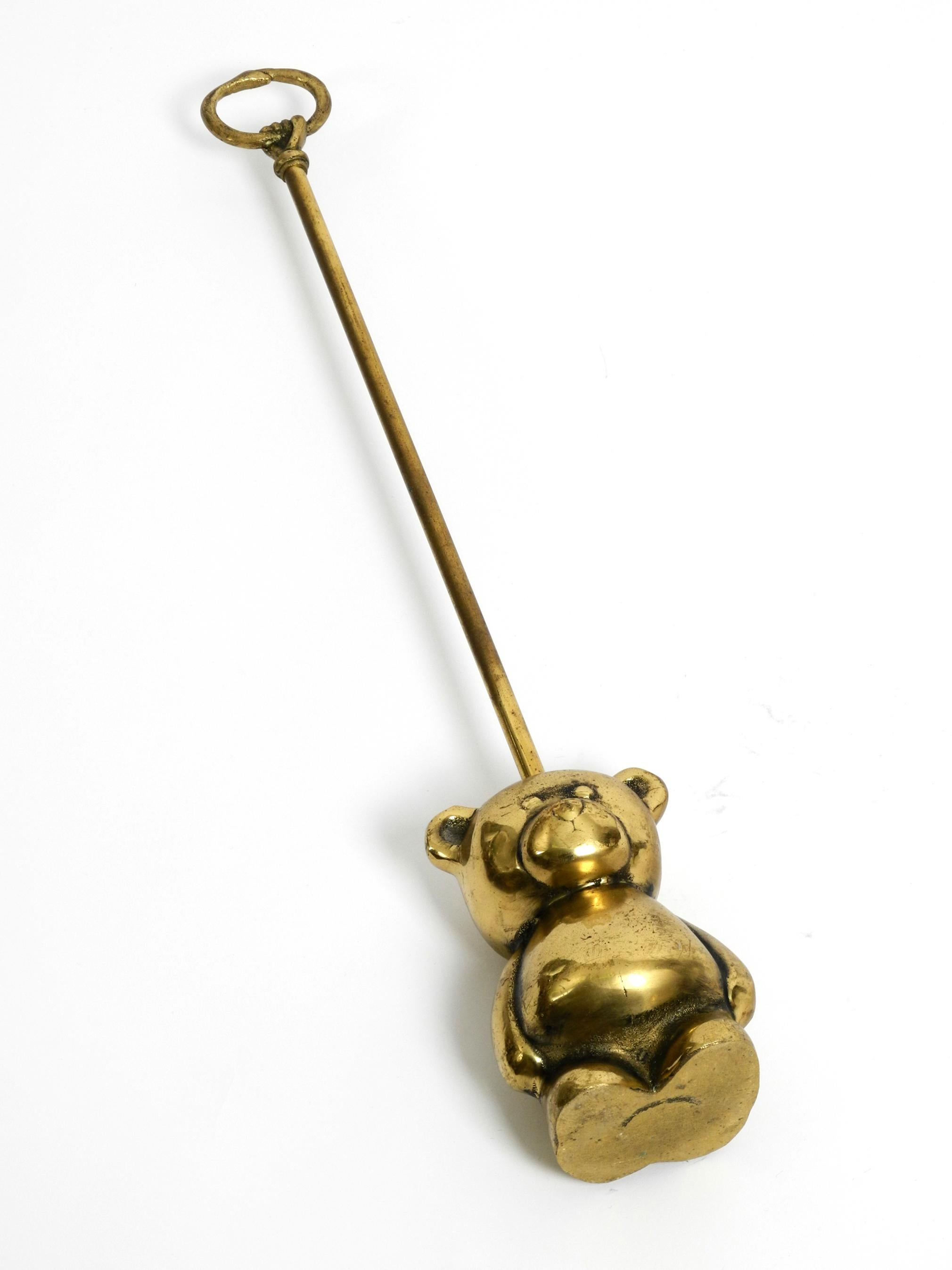 Very Heavy Solid Brass Doorstop from the 1960s in the Shape of a Cute Teddy Bear 1