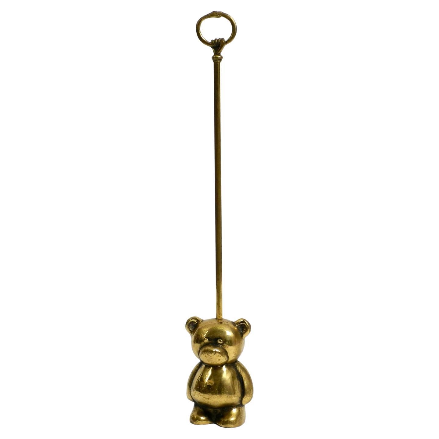 Very Heavy Solid Brass Doorstop from the 1960s in the Shape of a Cute Teddy Bear