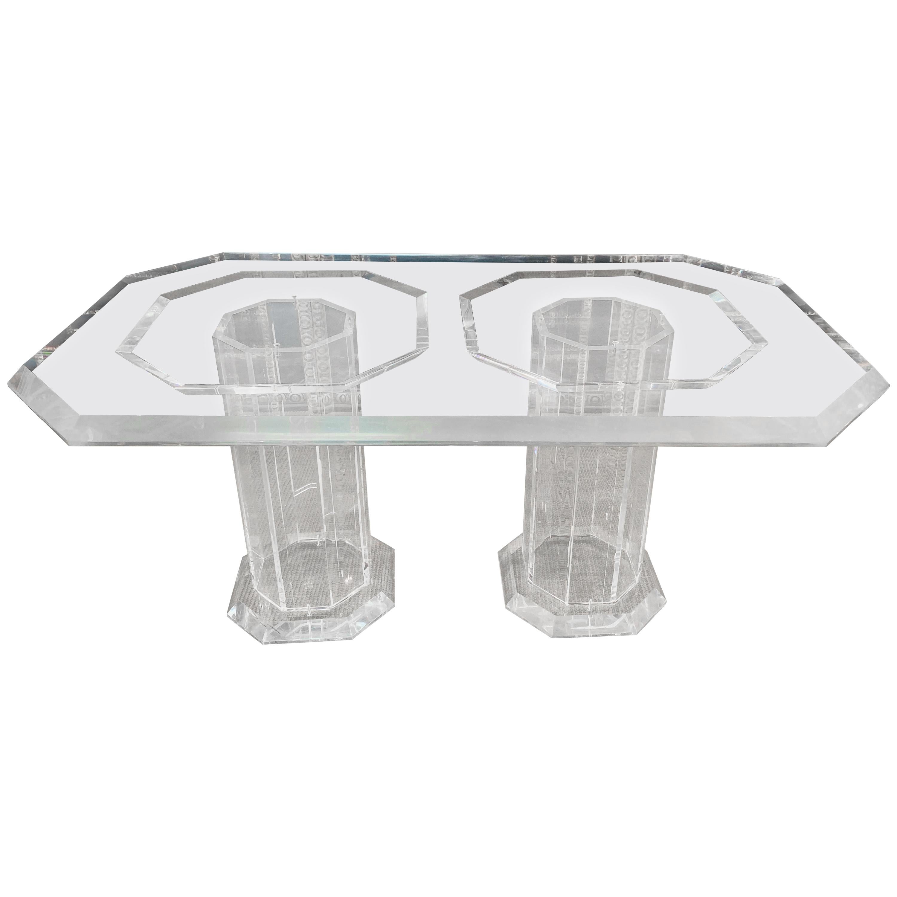 Very High Quality, Elegant, Massive Luxury Dining Table with 2 Columns