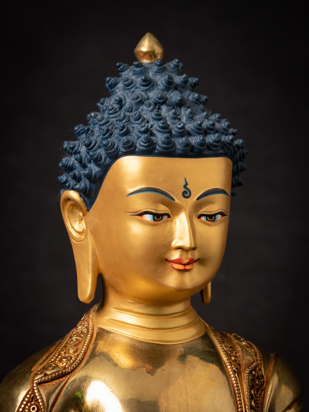 Buddha-Statue in Bhumisparsha Mudra aus Nepal in sehr hoher Qualität mit Goldumrandung im Angebot 4