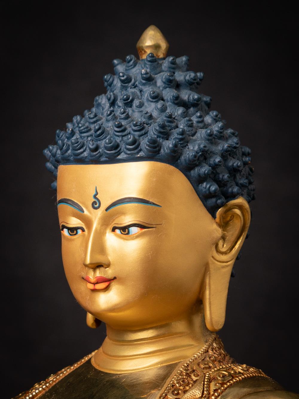 Buddha-Statue in Bhumisparsha Mudra aus Nepal in sehr hoher Qualität mit Goldumrandung im Angebot 6