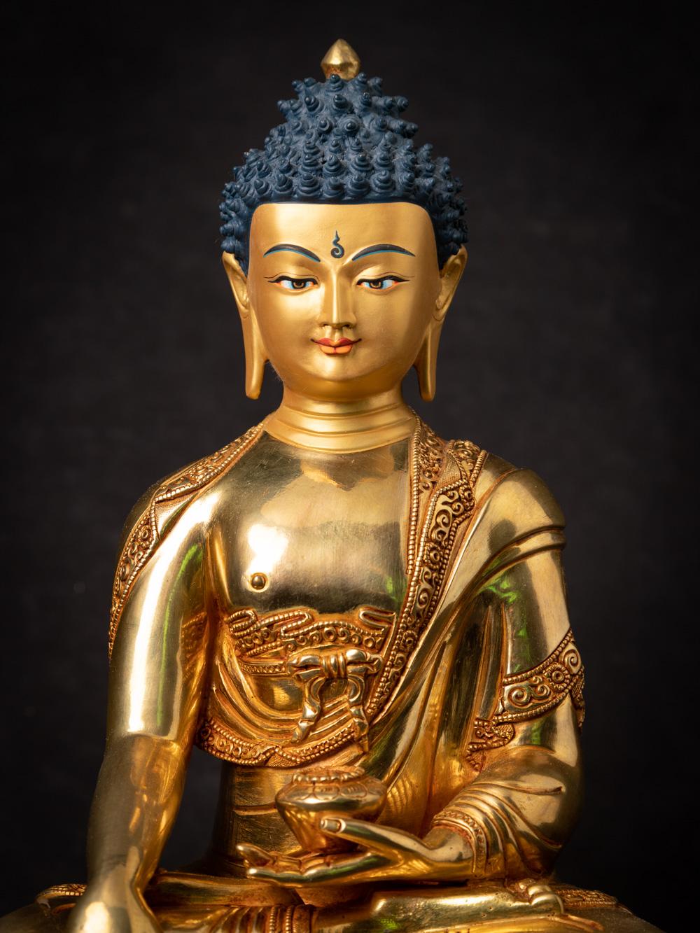 Buddha-Statue in Bhumisparsha Mudra aus Nepal in sehr hoher Qualität mit Goldumrandung im Angebot 2