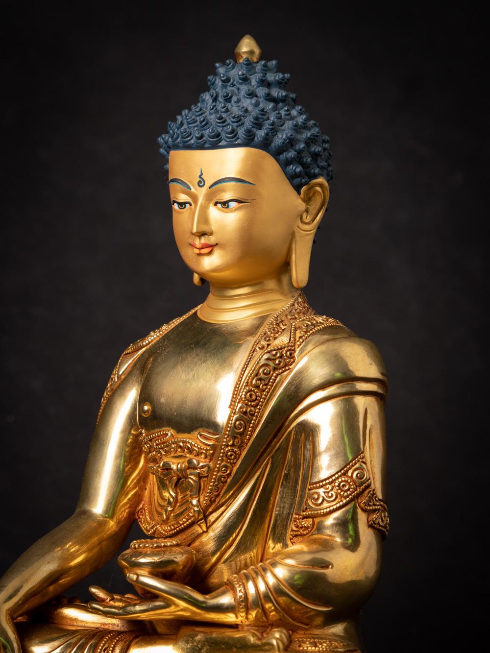Buddha-Statue in Bhumisparsha Mudra aus Nepal in sehr hoher Qualität mit Goldumrandung im Angebot 3