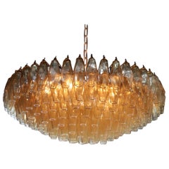 Very Huge Amber Polyhedral Murano Glass Chandelier