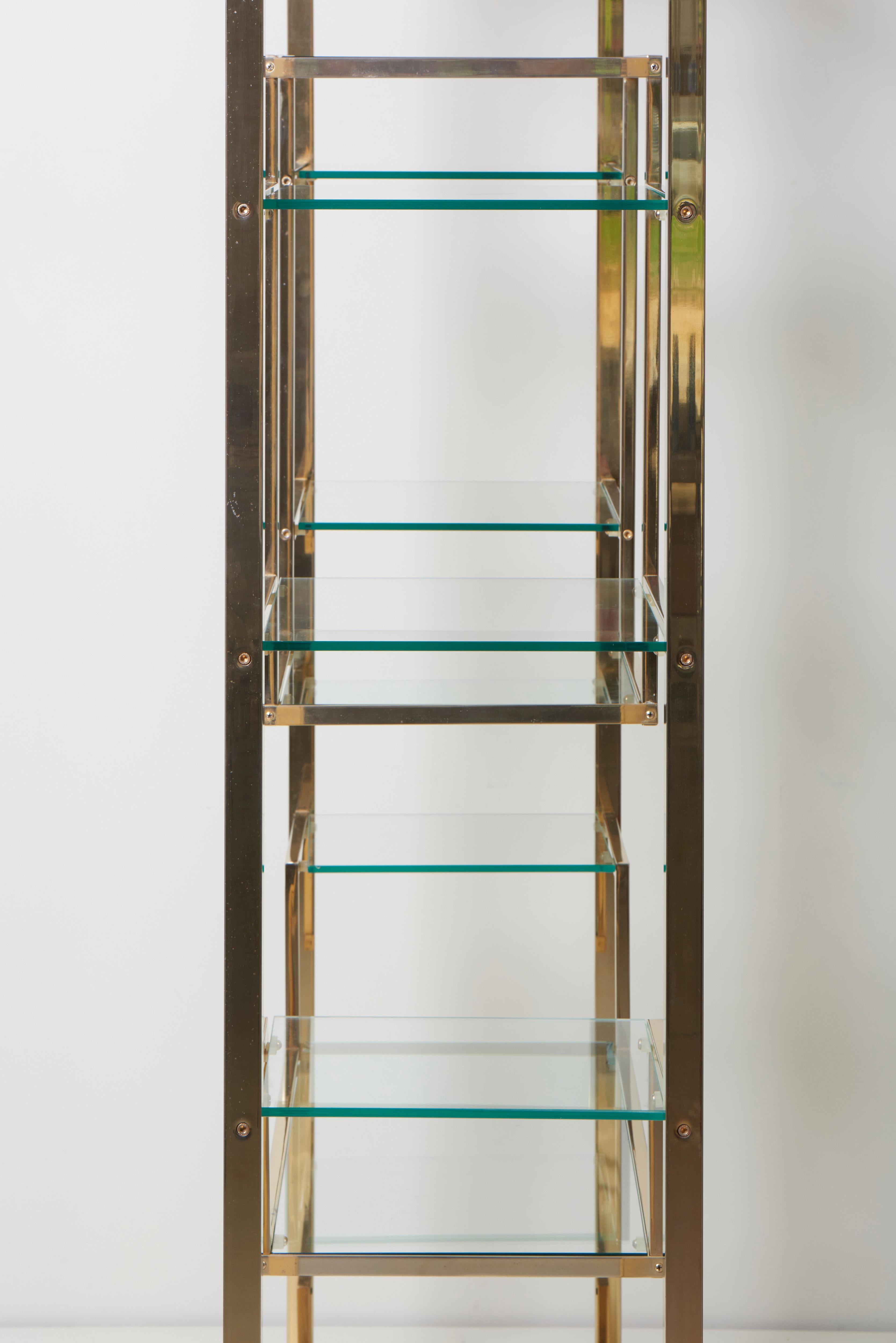 Very Huge Brass and Tinted Glass Bookshelf or Étagère in the style of Romeo Rega For Sale 2