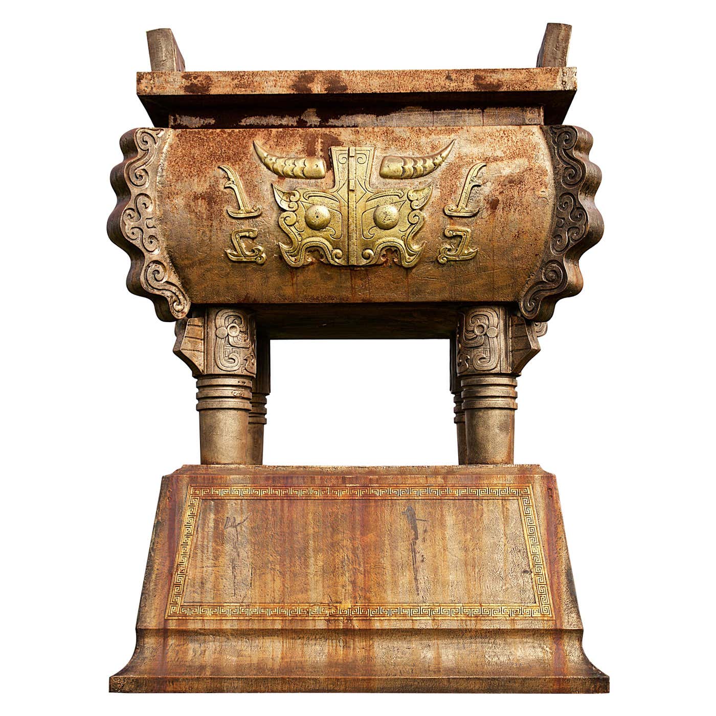 Very Important Cast Iron Chinese Fangding or Ritual Vessel For Sale at ...