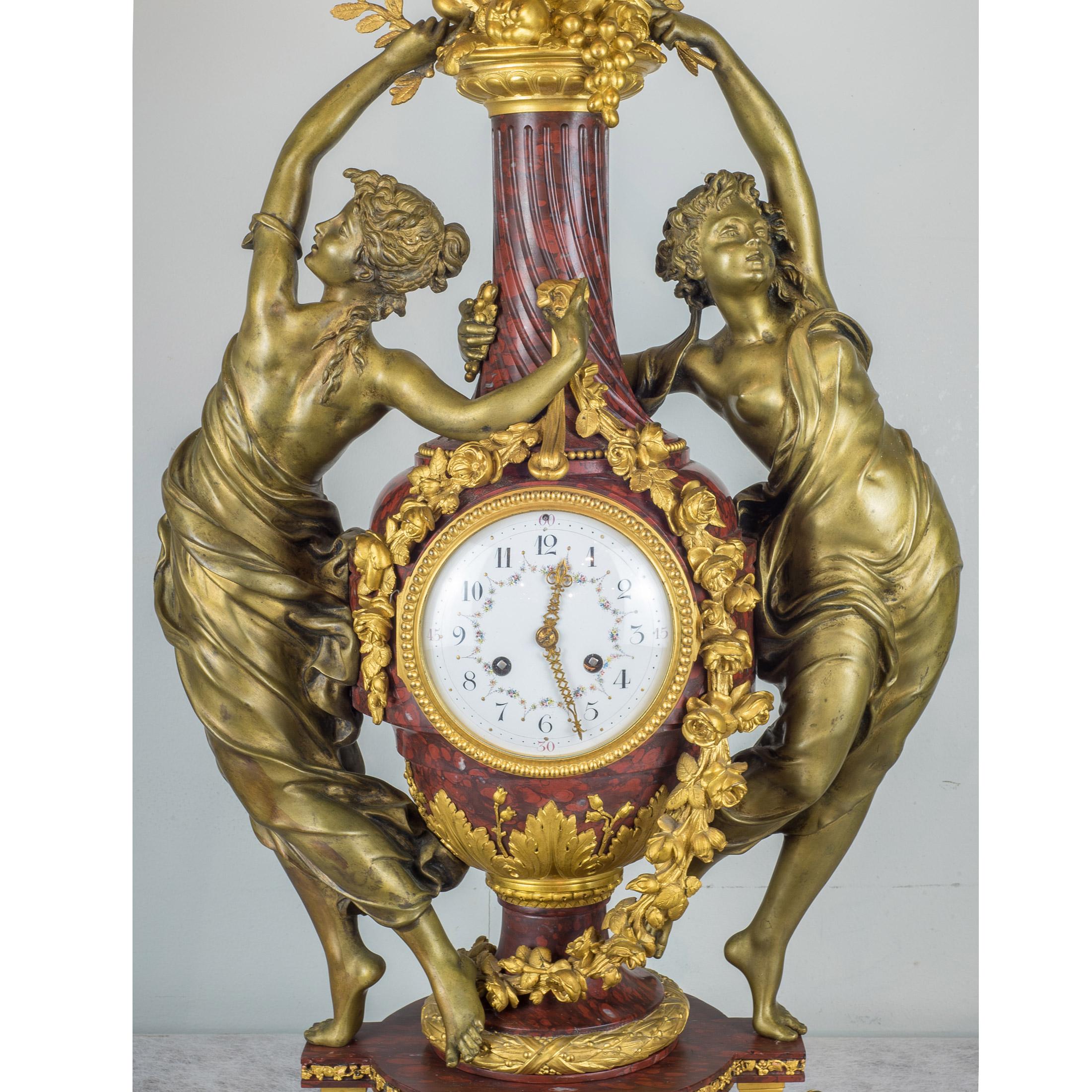 Français Très importante horloge de cheminée figurative française Japy Frères en vente