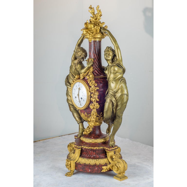 Very Important French Japy Frères Figural Mantel Clock In Good Condition For Sale In New York, NY