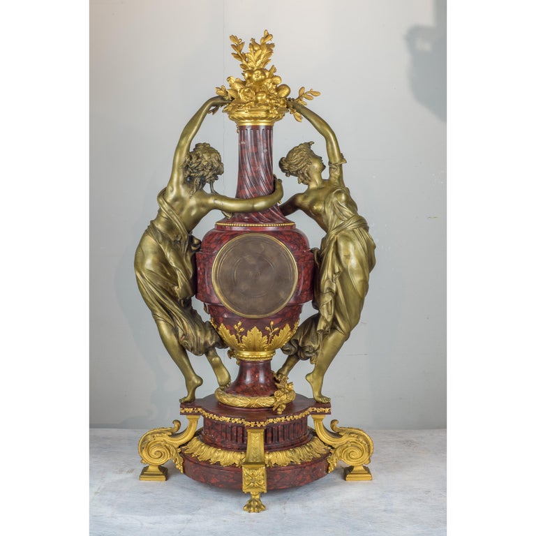 Marble Very Important French Japy Frères Figural Mantel Clock For Sale