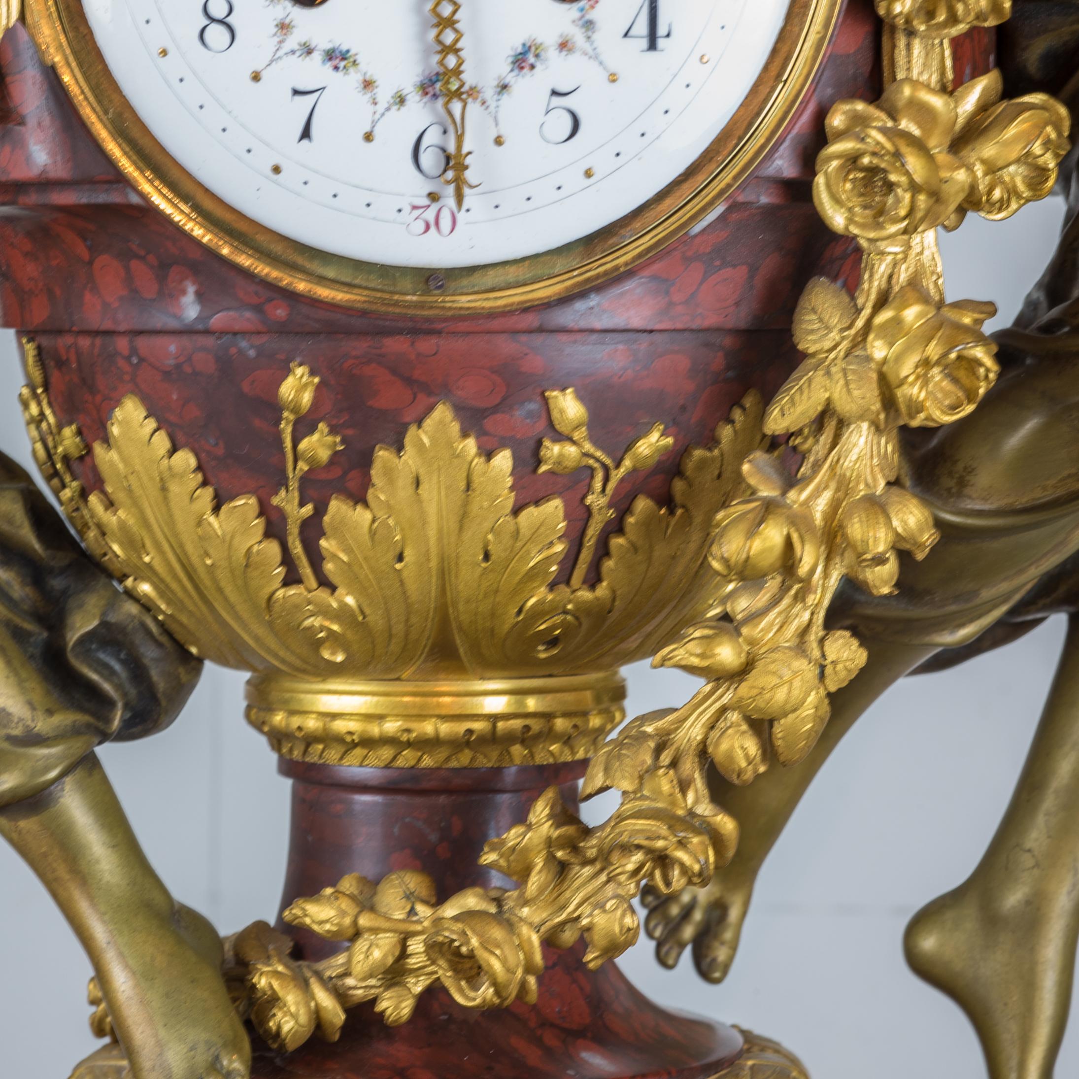 Marbre Très importante horloge de cheminée figurative française Japy Frères en vente