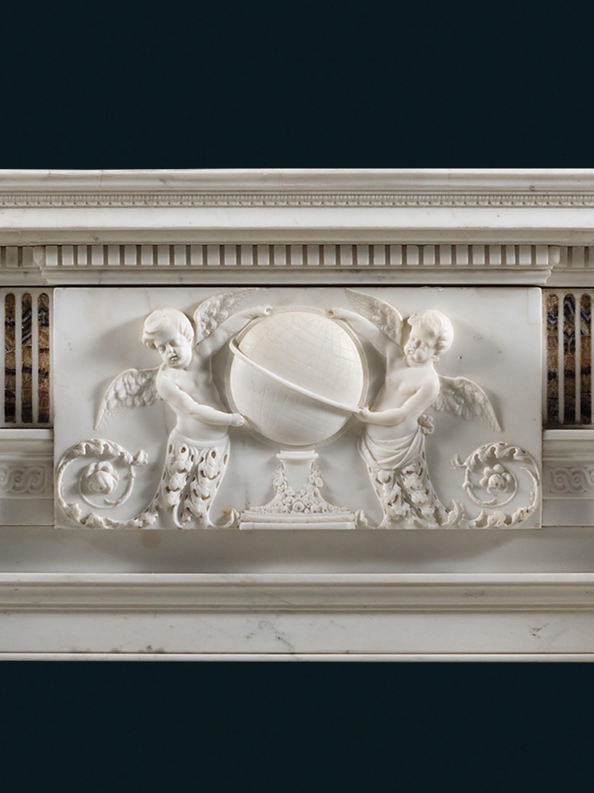 British Very Important Late Eighteenth Century Statuary Marble Chimneypiece For Sale