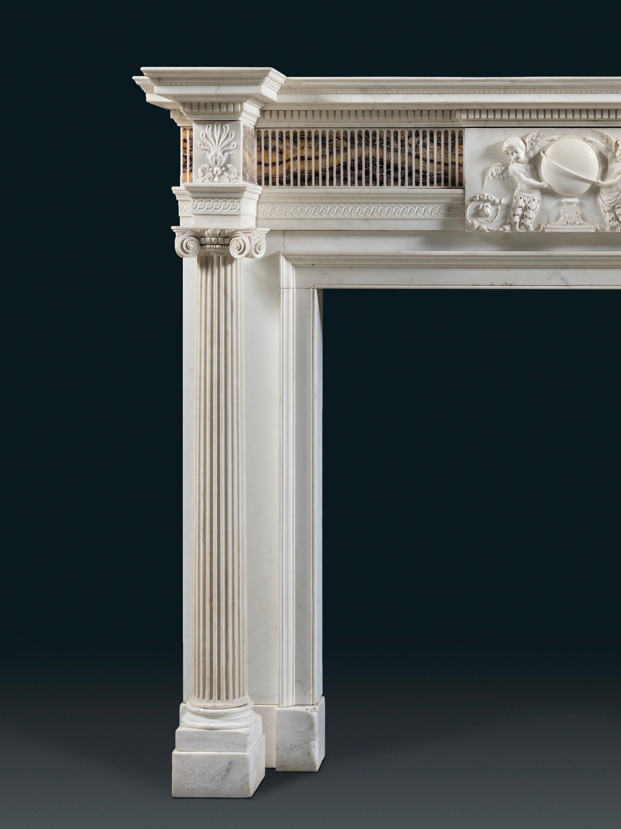 Very Important Late Eighteenth Century Statuary Marble Chimneypiece In Good Condition For Sale In London, GB