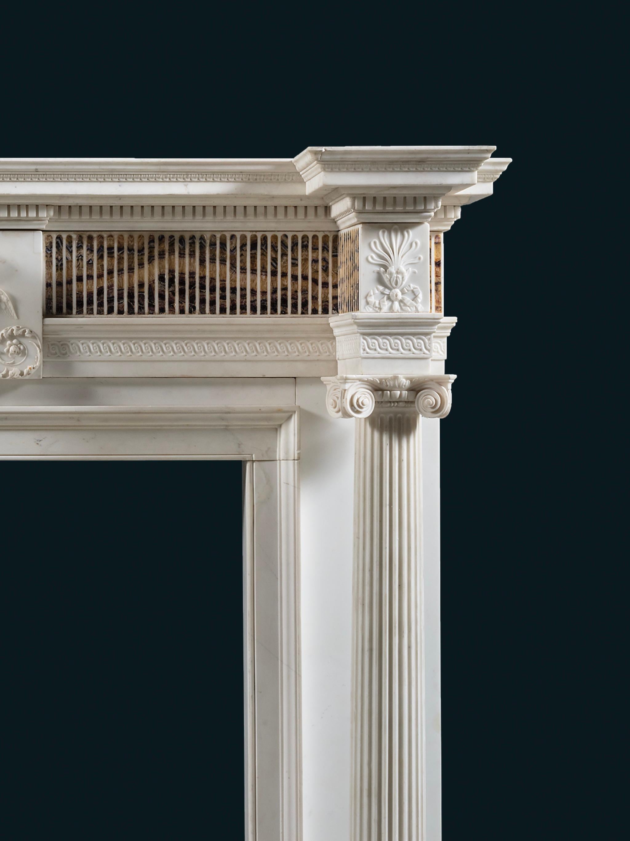 Early 19th Century Very Important Late Eighteenth Century Statuary Marble Chimneypiece For Sale