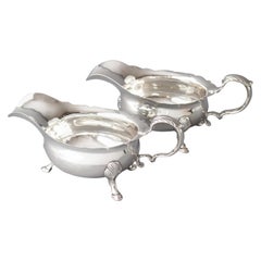 Very Important Pair of Heavy George II Silver Sauce Boats, Lon 1742