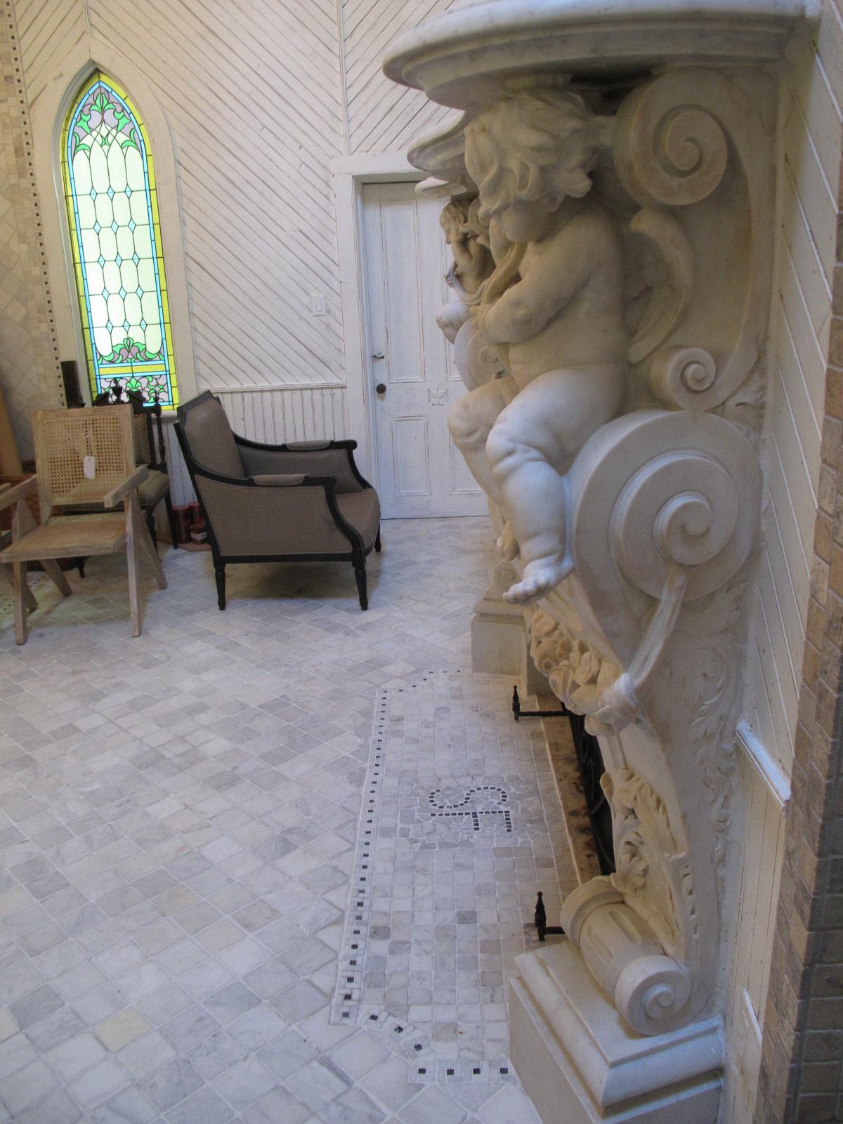 Very Important Palatial Finely Carved Italian Carrara Marble Mantel Piece 7