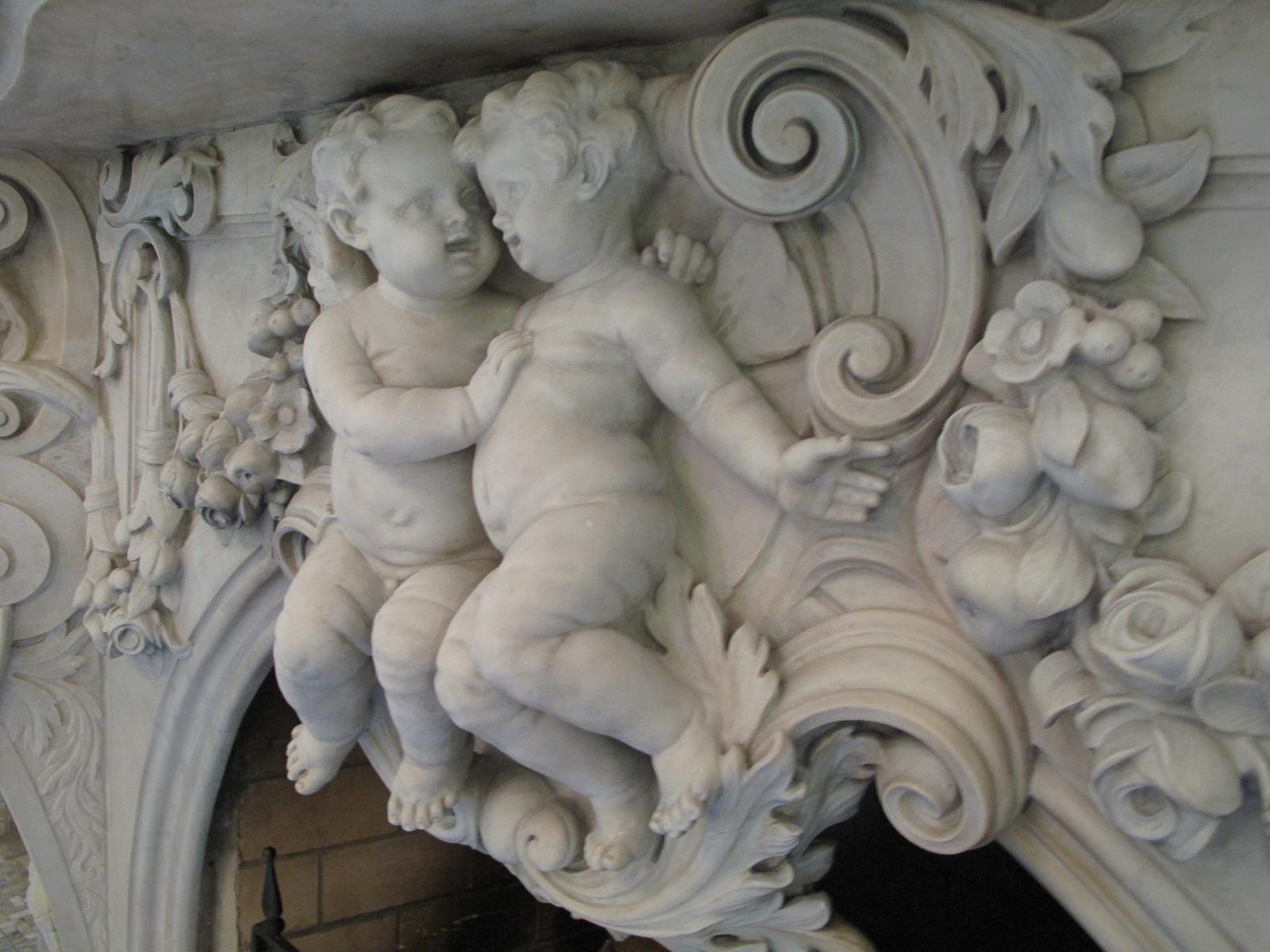 Very Important Palatial Finely Carved Italian Carrara Marble Mantel Piece 10