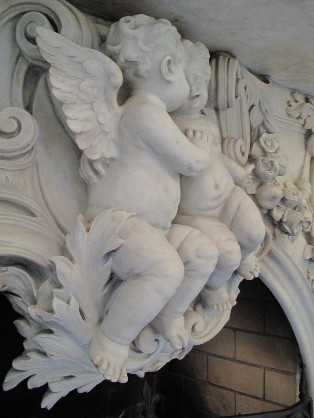 Very Important Palatial Finely Carved Italian Carrara Marble Mantel Piece 12