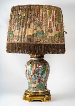 Importantísima lámpara de porcelana Satsuma