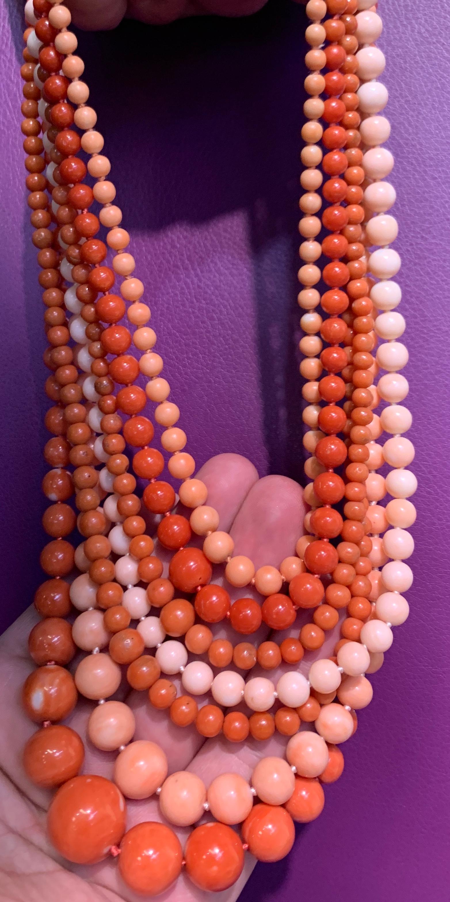 Very Important Seven-Strand Coral Bead Necklace- MARKET PLACE For Sale 7