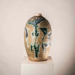 Importante vaso XL in ceramica smaltata di metà secolo, firmato