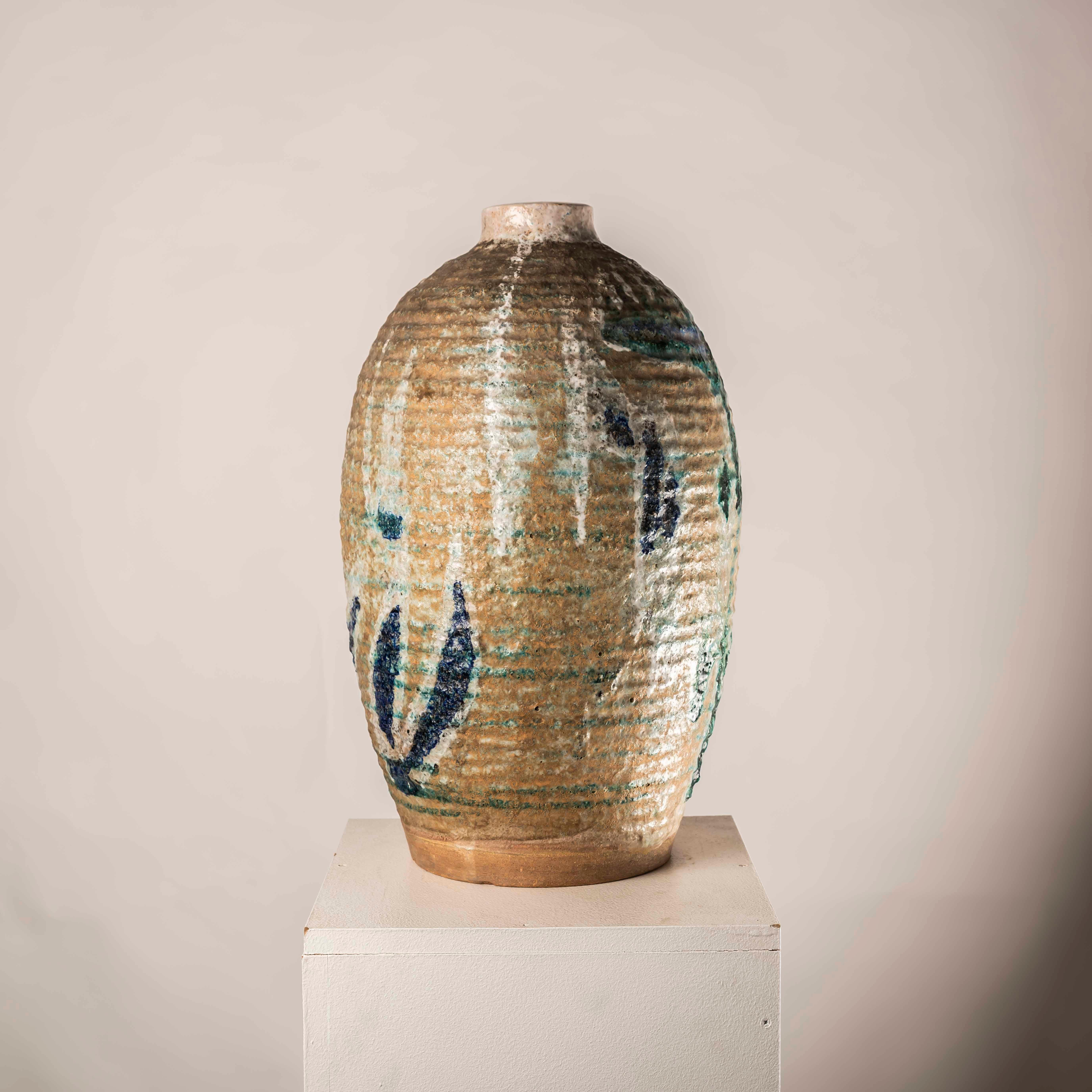 20ième siècle Très important vase en céramique émaillée XL du milieu du siècle dernier signé en vente