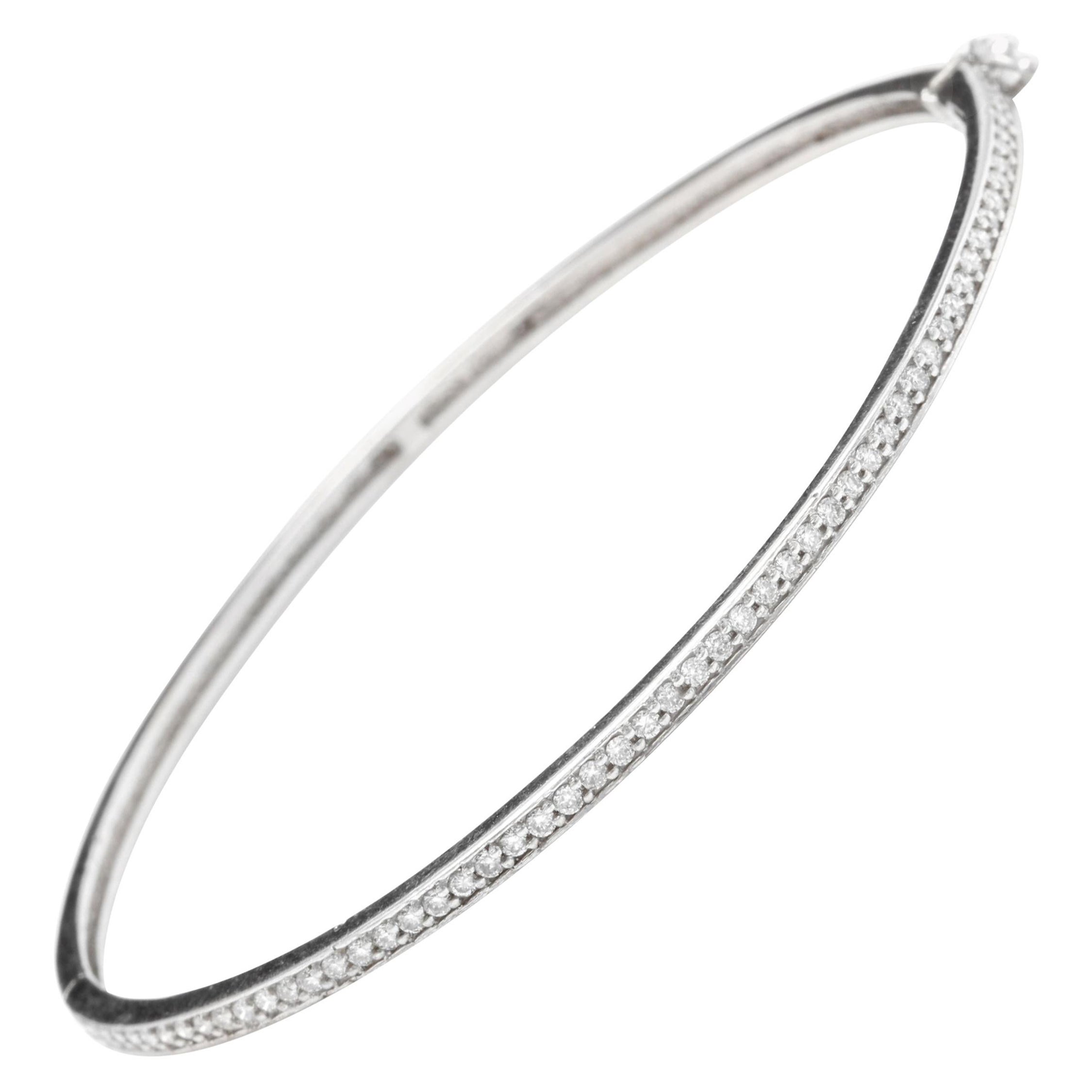 Braccialetto con diamante naturale da 0,75 carati in oro bianco massiccio 14K