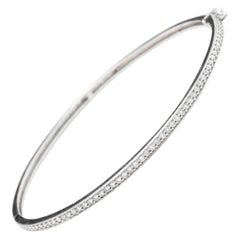 Bracelet jonc impressionnant en or blanc massif 14 carats avec diamants naturels de 0,75 carat