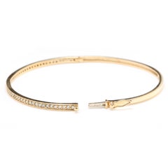 Very Impressive 0.75 Carat Natural Diamond 14K Solid Yellow Gold Bangle Bracelet
