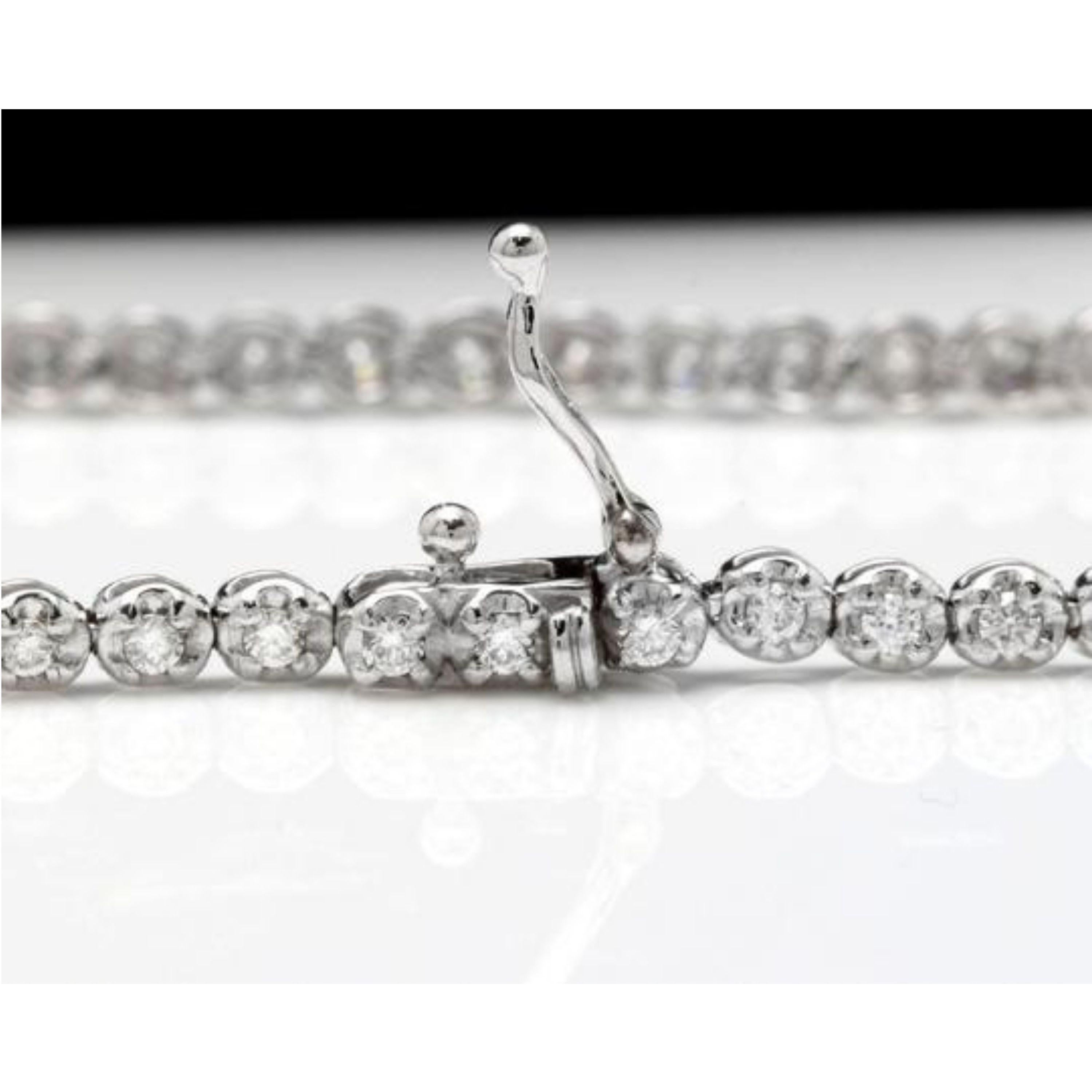 Taille ronde Très impressionnant bracelet en or blanc massif 14 carats avec diamants naturels de 1,15 carat en vente