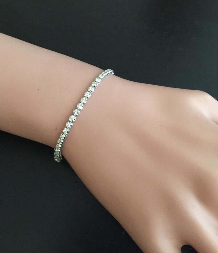 Très impressionnant bracelet en or blanc massif 14 carats avec diamants naturels de 1,15 carat en vente 1
