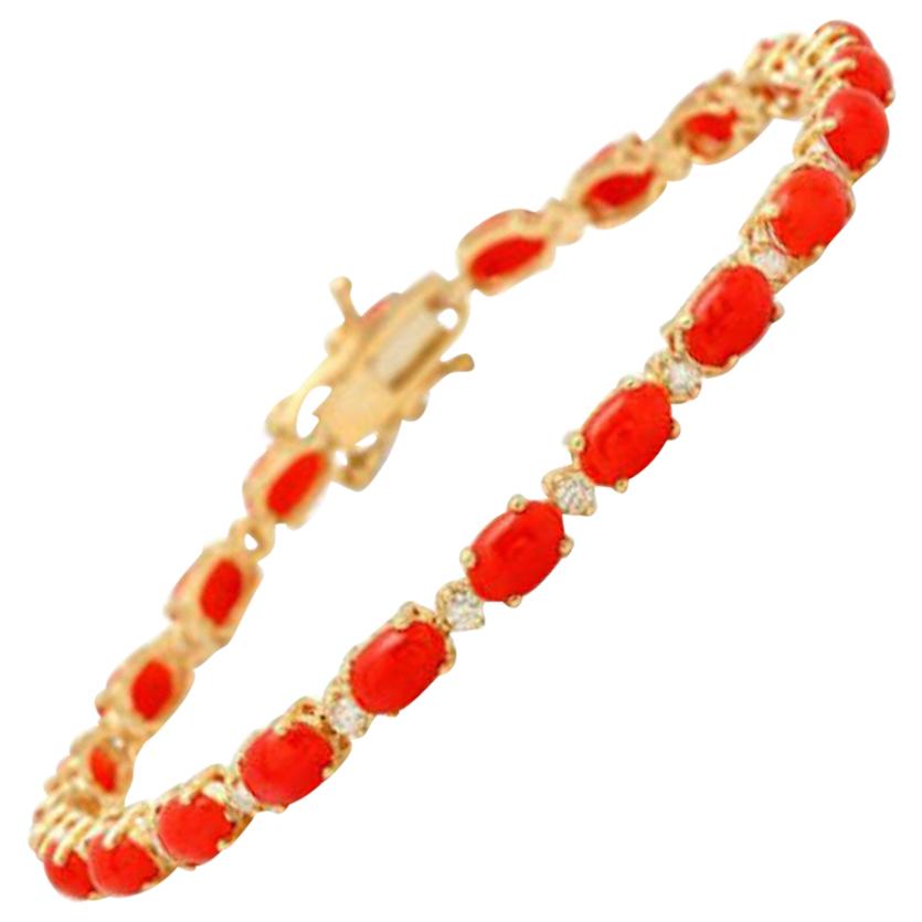Very Impressive 11.50 Carat Natural Coral & Diamond 14K Solid Yellow Gold Brace For Sale