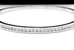 Very Impressive 1.35 Ct Natural VS Diamond 14K Solid White Gold Bangle Bracelet