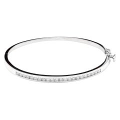 Very Impressive 1.35 Ct Natural VS Diamond 14K Solid White Gold Bangle Bracelet