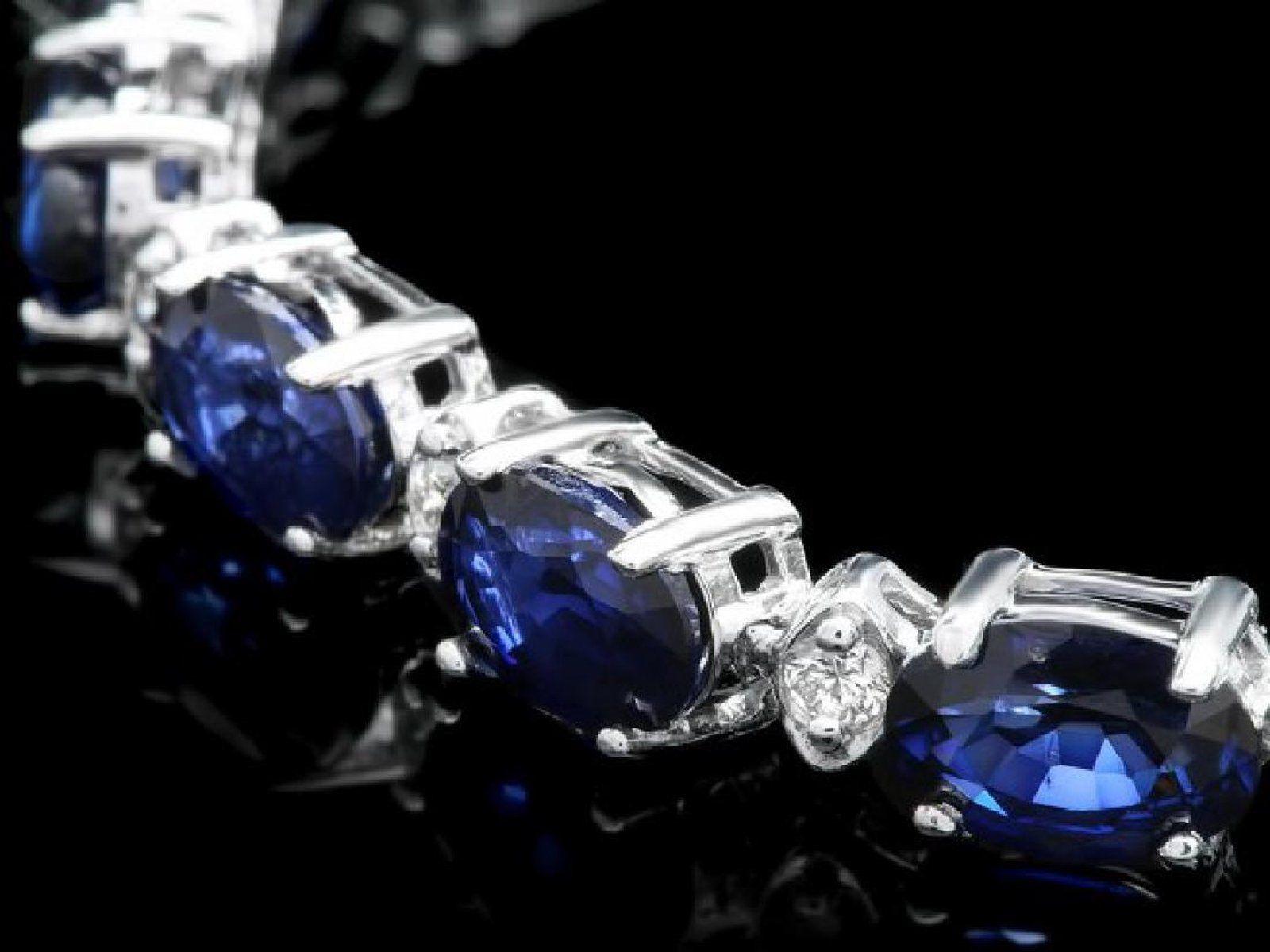 Very Impressive 13.50 Carats Natural Sapphire & Diamond 14K Solid White Gold Bracelet

STAMPED: 14K

Total Natural Round Diamonds Weight: Approx. 0.50 Carats (color G-H / Clarity SI1-Si2)

Total Natural Sapphire Weight is: Approx. 13.00